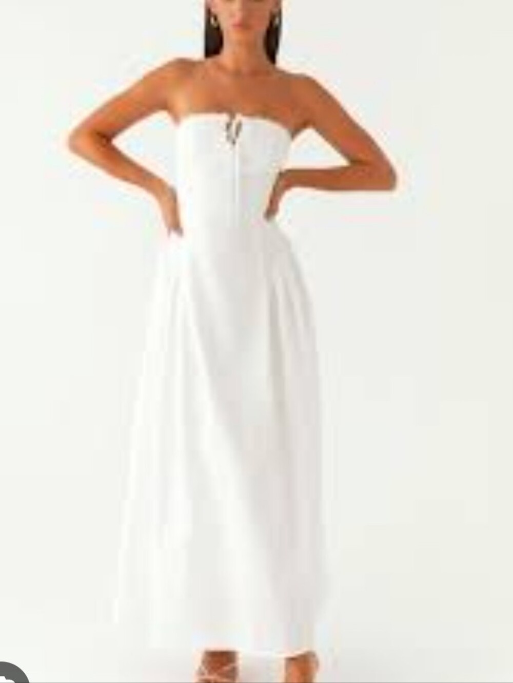 Peppermayo White Strapless Drop Waist Maxi Dress Size Small
